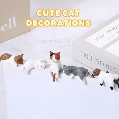 Cute Mini Car Cat Ornament, 5PCS Funny Vehicle Rear View Mirror & Dashboard Figurines Decoration, Automotive Interior Decor Accessories, Universal for SUV Sedan Truck - Image 6