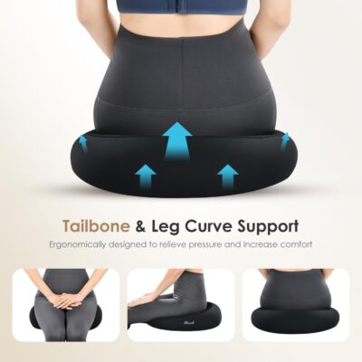 FLORICH Car Seat Cushion & Lumbar Support Pillow & Car Neck Pillow, Ergonomic Memory Foam Driving Seat Cushion for Back & Sciatica Pain Relief, Non-Slip Washable Cushion for Car, Driver, Office-Black - Image 7