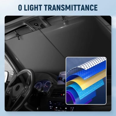 Automatic Retractable Car Sunshade, 2025 Upgrade Adjustable Auto Sunshades, Suction Cup Sunshade for Various Models, UV Rays Blocker for Drivers, Foldable 27x53inch (1Set) - Image 4