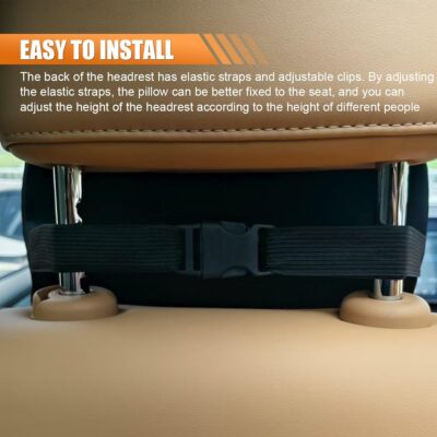 Car Headrest Pillow for Driving - Memory Foam Soft Automotive Neck Support Pillow Cushion with Adjustable Strap - Comfortable Car Seat Headrest Pillow for Neck Pain Pressure Relief (Gray) - Image 6