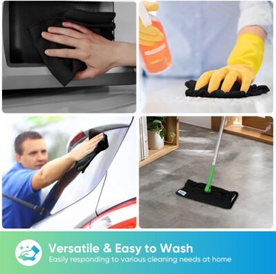 HOMEXCEL Black Microfiber Cleaning Cloth, 24 Pack Cleaning Towels for Kitchen, Lint Free, Scratch-Free, Highly Absorbent, and Reusable Cleaning Rags for House, Window and Glass, Cars, 11.5 X11.5 inch - Image 6