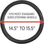 Motor Trend White Steering Wheel Cover - Dotted Comfort Polyester Grip on Stitched Synthetic Leather, White/Black - Image 9