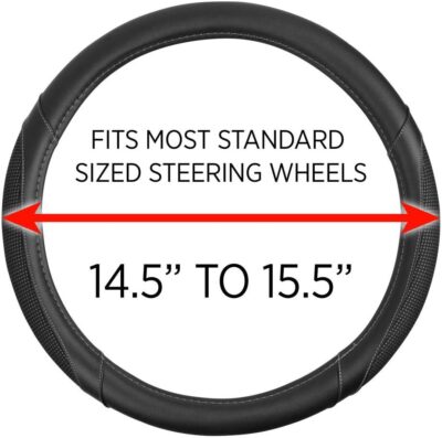 Motor Trend White Steering Wheel Cover - Dotted Comfort Polyester Grip on Stitched Synthetic Leather, White/Black - Image 9