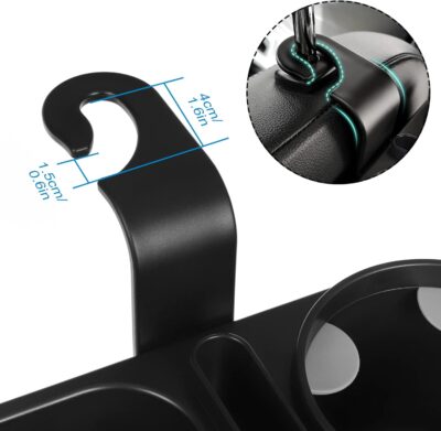 Accmor Car Headrest Backseat Organizer with Cup Holder, 3 in 1 Universal Backseat Car Organizer Tray Hold Bottles, Phone, Snacks, Trash, Non-Slip Grip Clip Car Seat Organizer Tray for Kids Adults - Image 9