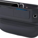 Universal Fit Premium Leather Car Seat Gap Filler Organizer, Center Console Organizer with Card Slots, Clever Gifts for Car SUV Truck Owners (Black, 1 Pack)