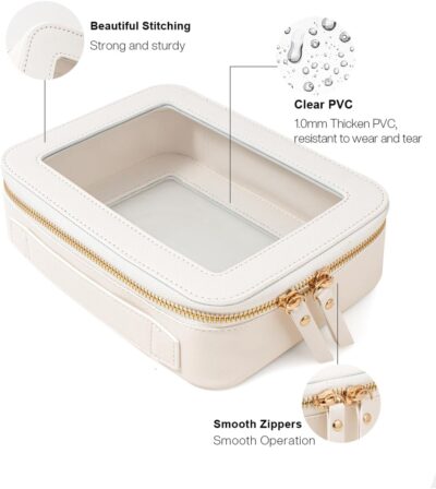 Travel Clear Makeup Bag Set, TSA Approved Cosmetic Bag Case with Zipper Portable Makeup Pouch Toiletry Bag Traveling Cosmetic Organizer Storage Bag Car Organizer Car Essentials - Image 5