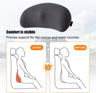 Car Lumbar Support Pillow, Memory Foam Comfortable Vehicle Seat Cushion for Driving, Sciatica Tailbone Pain Relief Driver Seat Pad, Universal Automotive Accessories (Dark Grey) - Image 5