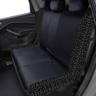 Flying Banner Carbon Fiber Leather Vehicle Seat Covers, Leopard Gray Black, Universal Fit - 8PCS - Image 5