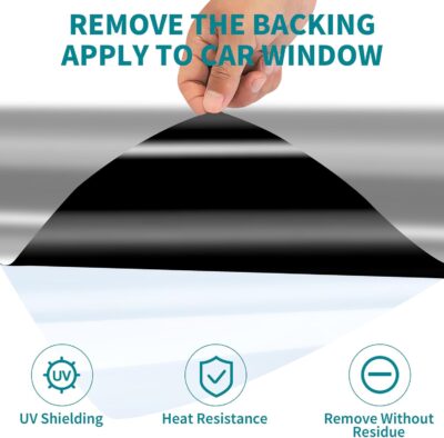 Windshield Tint Strip, 2 Pack Window Tint Car, 5% VLT Sun Shading Heat & UV Protection Windshield Solar Protection Film for Cars, Include 2 Squeegee, 59.06 x 7.87 Inch - Image 8