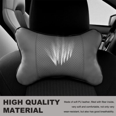 2PCS Car Neck Pillow, Soft Leather Headrest Pillow for Car Support Neck, Breathable Ergonomic Neck Support Relief Cushion for Driving with Adjustable Strap, Universal Car Accessories (Gray) - Image 5