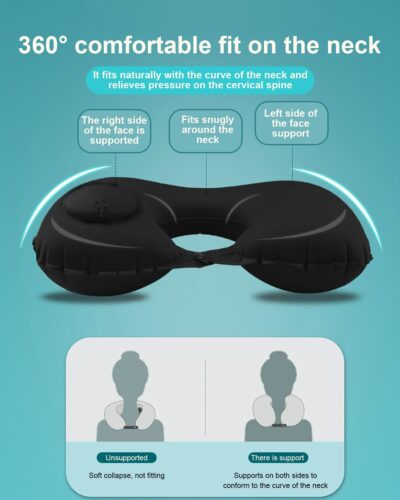 Inflatable U-Shaped Neck Pillow–Auto-Inflating, Portable Travel Pillow for Neck Support, Perfect for Flights and Outdoor Adventures Black LCC1258-03 - Image 4