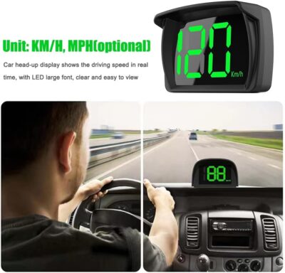 Shkalacar Car HUD Headup Display KM/H MPH GPS Digital Speedometer with LED Large Font Display + Car Charge Adapter for Car Truck SUV Motorcycle - Image 3