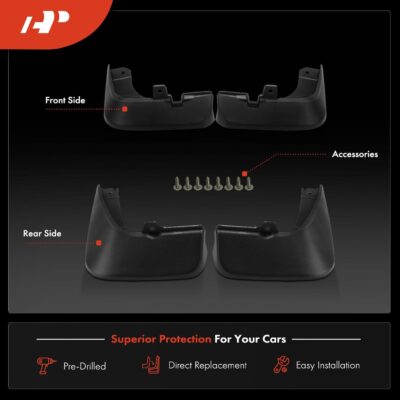 A-Premium Mud Flaps Compatible with Mazda 3 Hatchback 2014-2018, No Drilling Required Mud Guards with Hardware Accessories, Set of 4 Front and Rear - Image 3