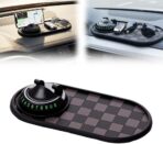 Mobile Phone Bracket Anti-Slip Mat, Car Anti Slip Mat Phone Holder for Dashboard, Multifunction Car Dashboard Mat with Temporary Parking Number for Phones, Sunglasses and Keys Gadget (Black Brown)