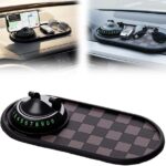 Mobile Phone Bracket Anti-Slip Mat, Car Anti Slip Mat Phone Holder for Dashboard, Multifunction Car Dashboard Mat with Temporary Parking Number for Phones, Sunglasses and Keys Gadget (Black Brown)