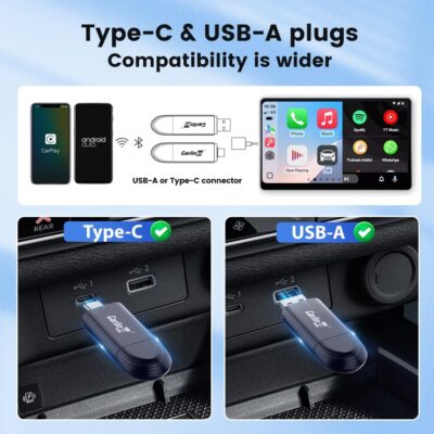 Carlinkit Wireless CarPlay Adapter for iPhone MINI5 PRO – Seamless Wireless Conversion for CarPlay & Android Auto(Blue) - Image 4