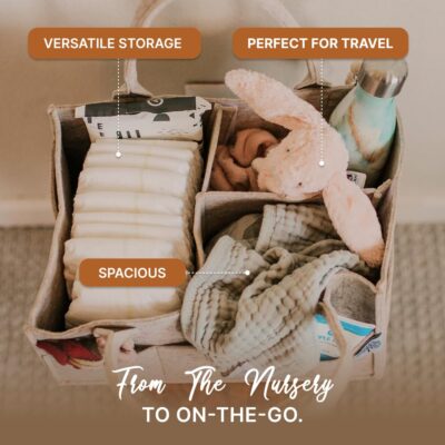 Parker Baby Diaper Caddy - Nursery Storage Bin and Car Organizer for Diapers and Baby Wipes - White, Large - Image 3