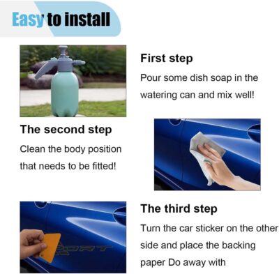 2PCS Car Sport Letter Logo Decal, Reflective Vinyl Decal Sticker for Car Side, Waterproof Decoration Car Door Decals, Car Exterior Accessories for Bumper, Body, Rear (Black, 2PCS) - Image 4