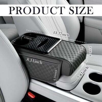 Arm Rest Cover for Car,Multi-Functional Car Armrest Storage Box with Tissue Box,Center Console Cup Holder,Phone Holder,Height Increasing Cars Center Console Organizer - Image 2