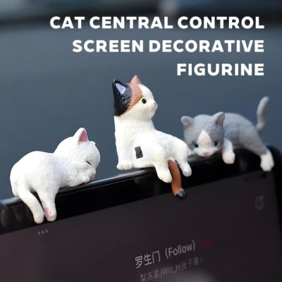 Cute Mini Car Cat Ornament, 5PCS Funny Vehicle Rear View Mirror & Dashboard Figurines Decoration, Automotive Interior Decor Accessories, Universal for SUV Sedan Truck - Image 3