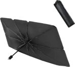 Windshield Sun Shade, Sun-Proof and Heat Insulation Retractable Automatic Opening Parasol, Interior Anti-Aging Privacy Protection Cover, Universal Summer Accessories for Cars (Silver)