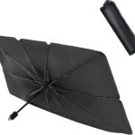 Windshield Sun Shade, Sun-Proof and Heat Insulation Retractable Automatic Opening Parasol, Interior Anti-Aging Privacy Protection Cover, Universal Summer Accessories for Cars (Silver)