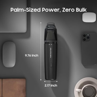 Handheld Vacuum Cordless, Car Vacuum Portable with 2 Suction Modes, Blow & Suction 2-in-1, Mini Vacuum Cleaner Rechargeable for Car, Home, Pet Hair, Office, Desk, Keyboards (Black) - Image 2