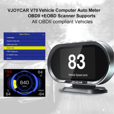 VJOYCAR V70 OBD2 Gauge Cluster HUD Heads Up Display, Car Computer OBD ii Scanner Speed Engine Coolant Temperature Fuel Consumption Digital Speedometer Mileage Overspeed Voltage Faulty Code Alarms - Image 8