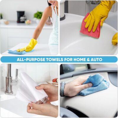 AIDEA Microfiber Cleaning Cloth Roll, Blue Shop Towels 55 Sheets Washable, Microfiber Towels for Cars, Blue Rags Reusable Paper Towel for Automotive, Workshop, House, Kitchen, Cleaning Supplies11×9" - Image 5