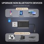 USB Bluetooth 5.4 Adapter for Car, Bluetooth Music Receiver Plug & Play, 3.5mm AUX Jack Car Kit Built-in Microphone for Hands-Free Calling Compatible with Speakers/Home Stereo,USB-Powered - Image 2