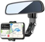 PKYAA Rearview Mirror Phone Mount Holder for Car, 360° Rotating , Multifunctional Mount Phone and GPS Holder Universal Car Phone Holder for All Smartphones