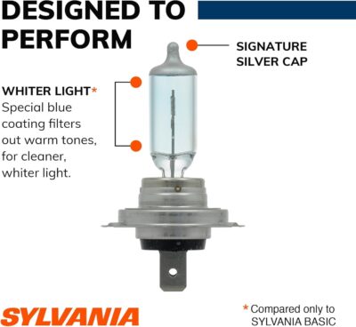 SYLVANIA - H7 SilverStar - High Performance Halogen Headlight Bulb, High Beam, Low Beam and Fog Replacement Bulb, Brighter Downroad with Whiter Light (Contains 2 Bulbs) - Image 5