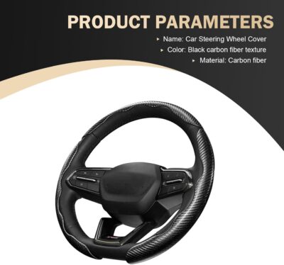 3PCS Steering Wheel Cover, Carbon Fiber Anti-Skid Steering Wheel protection, Car Steering Wheel Cover for Men/Women, Segmented & Wavy Design, Universal Car Interior Accessories (Black) - Image 2
