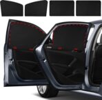 Car Side Window Sun Shades, 4 Pcs Magnet + Velcro Reinforcement Universal UV Protection Blackout Privacy Car Curtains for Family, Baby, Kids, Camping