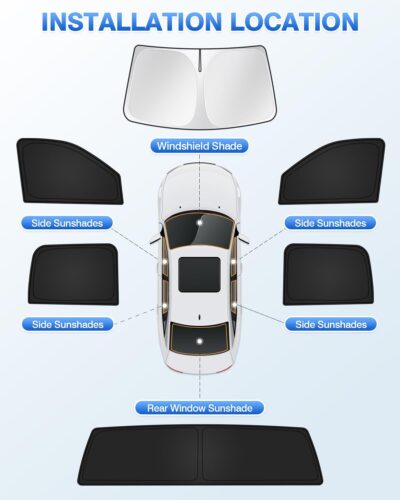 Canvcle Sunshades for Dodge Ram 2500 3500 2010-2025 2026 Accessories Windshield Sun Shade Side Rear Window Shade Cover Sun Visor Shield Privacy Protection Keep Vehicle Cool Black 6PCS - Image 5