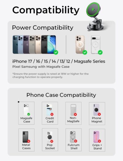 LISEN 15W Magsafe Car Mount Charger, Magnetic Wireless Car Charger, Suction Phone Mount, Vacuum Magnetic Phone Holder for Car Mount for iPhone 17 Pro Max 16 15 14 13 12, Samsung S26/S25, Pixel 10 Pro - Image 11