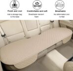KVAEY Linen Back Car Seat Cover, Anti-Slip Long Bottom Rear Seat Cover Protector with Storage Pockets, Breathable Linen Rear Bench Seat Protector Cushion Pad for Most Vehicles (Beige, Back) - Image 5