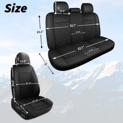 Leather Car Seat Covers,Breathable and Waterproof Seat Cover Full Set,PU Premium Universal Fit Automotive Airbag Compatible for Cars Sedans SUVs Vans and Trucks(Full Seat,Black,N1) - Image 3