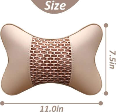 2pcs Car Seat Neck Support Pillow,PU Soft Leather + Memory Foam,Head Support Pillow Cushion Pad for Driving Headrest Relax,with Adjustable Strap - Image 2