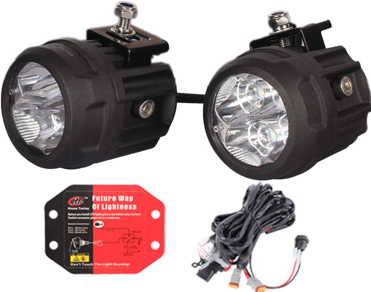 61KKNPUn9iL._AC_SL1200_.jpg LED Spot Light Kit - 2 Pack, 3 inch Round LED Accessory Lights with Wiring Harness,LED Fog Light for Utv ATV Motorcycle Trucks Off Road (White Beam) - Image 1