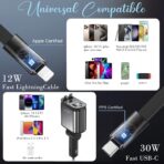 4 in 1 Retractable Car Charger with Starry Light,69W USB-C Fast Car Charger, for iPhone 17/16/15/14/13/12/11, Android,Pixel,Cigarette Lighter Charger (for Lightning+USB-C) - Image 3