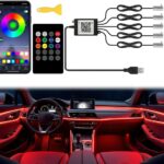Car LED Interior Strip Lights, TEKSHINNY RGB Car Interior LED Light Wireless APP and Remote Control, 5 in 1 Ambient Lighting Kit with 236 Inches Fiber Optic, EL Wire Lights for Car Inside