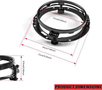 7" LED Headlight Ring Mounting Bracket - Round Adapter Bracket Motor - Fits for Harley Street Glide Road King Electra Glide Motorcycle Head Light Mount (Black, 7") - Image 6