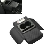 Car Armrest Box Mat, Car Console Organizer with Center Console Cup Holder, 13.78 x 7.87 x 3.15 in Armrest Pad, Universal for Most Vehicles (Black)