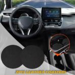 Steering Wheel Cover Black, Carbon Fiber Car Steering Wheel Covers with Coasters Universal 14.5-15 inch Leather Microfiber Breathable Anti-Slip Steering Wheel Accessories Set - Image 2