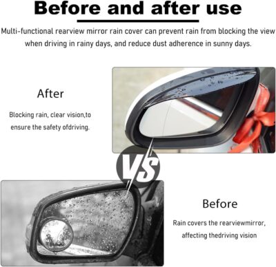 2 PCS Mirror Rain Visor Eyebrow, Waterproof PVC Auto Exterior Rear View Mirror Rain Visor Guard, Rainproof Side Mirror Rain Visor Eyebrow Cover for SUV Truck, Car Accessories (Black) - Image 4