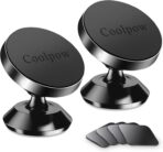 Coolpow【2 Packs 】Magnetic Phone Holder for car【Strong Magnet】phone holders for your car phone holder Mount for Car【4 Metal Plate】Universal Dash cell phone car mount for iphone Samsung car accessories