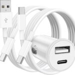 USB C Car Charger for iPhone 17 16 15 Pro Max, 40W Dual Port USB-C & USB-A Car Fast Charging Adapter, 2X3FT C to C Cable & A to C Carplay Cable for iPhone 17 16 15 Series/iPhone Air, iPad, Samsung
