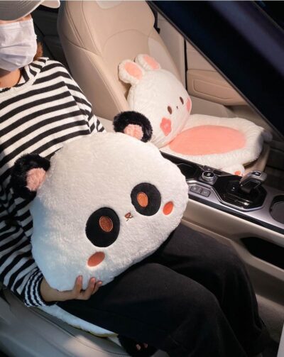 3Pcs Cartoon Car Seat Cushion Lumbar Support Pillow and Neck Pillow, Cute Car Seat Pillow Headrest Pillow Back Support for Driving Fatigue Relief,for Office Chair Truck SUV (Rabbit Sets) - Image 4