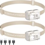 Led Headlamp Rechargeable, Super Bright Headlight Flashlight with Red Light, Motion Sensor Head Lights for Forehead, Waterproof Lightweight for Adults, Outdoors, Camping, Running